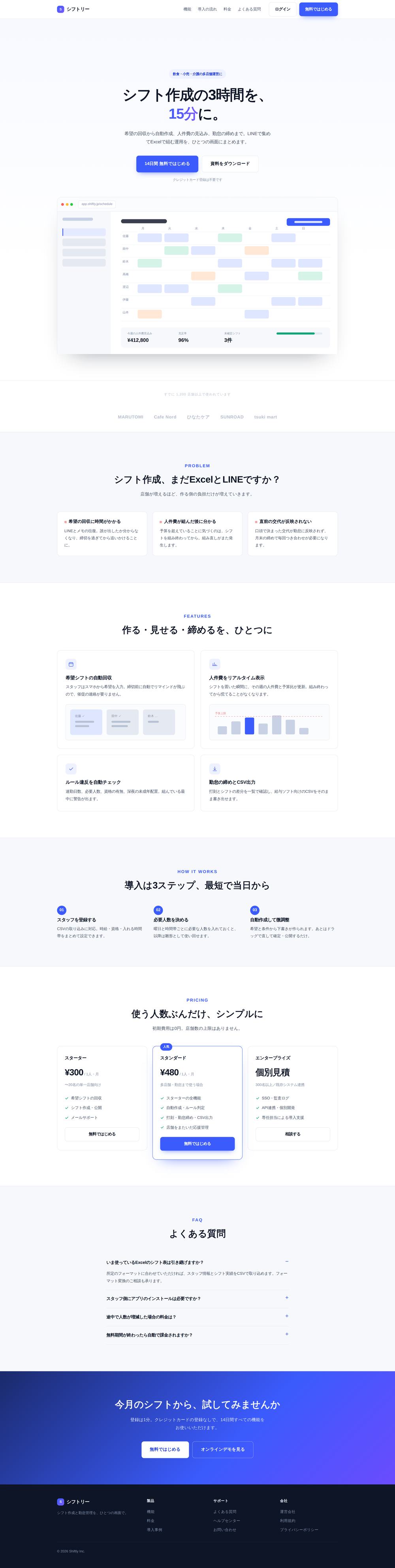 シフトリーのページ全体